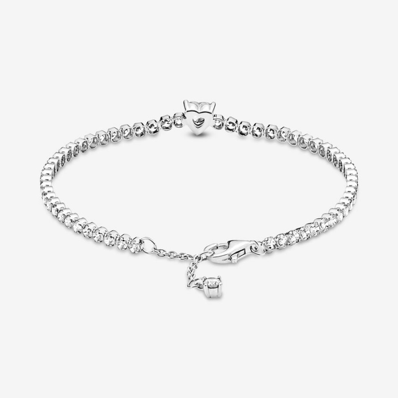 Pandora Sparkling Heart Tennis Kette Silber | HAEPGFC-52