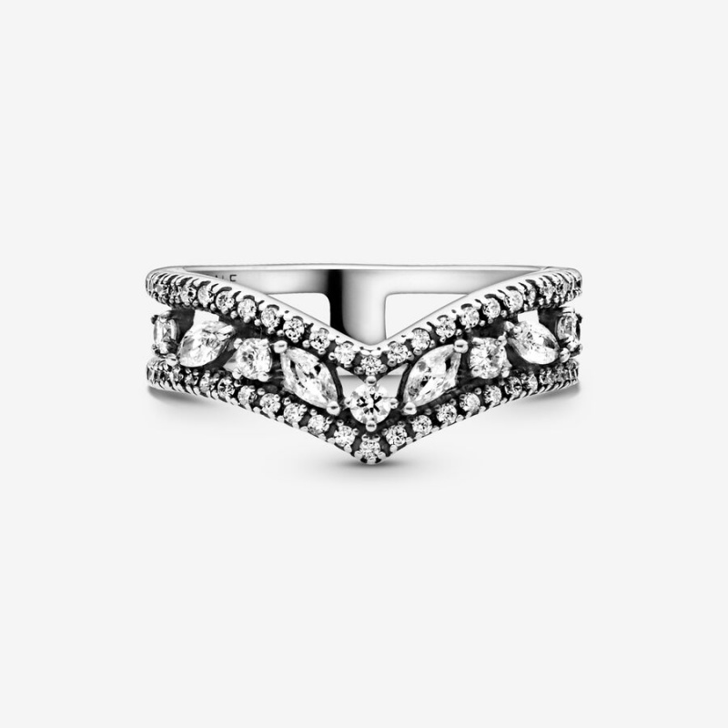 Pandora Sparkling Marquise Double Wishbone Aussage Silber | MTR-013752