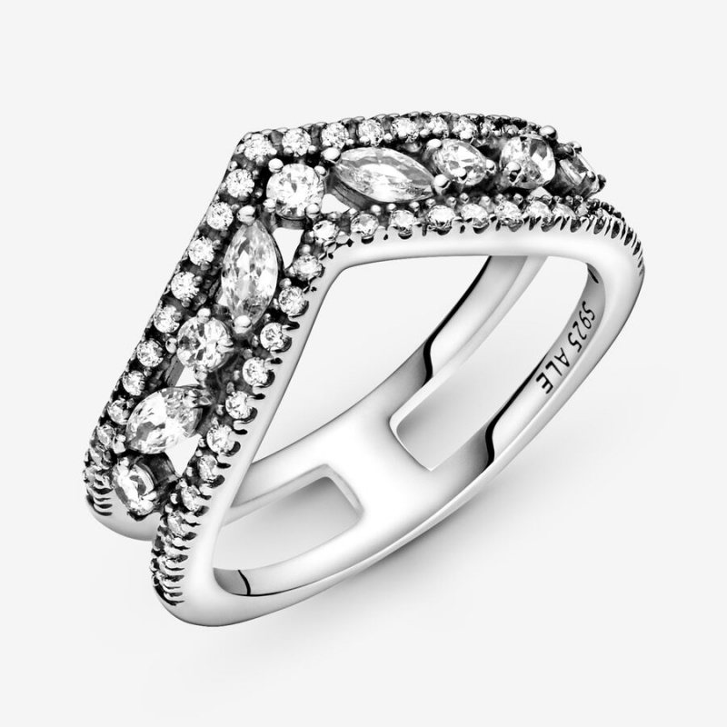 Pandora Sparkling Marquise Double Wishbone Aussage Silber | MTR-013752