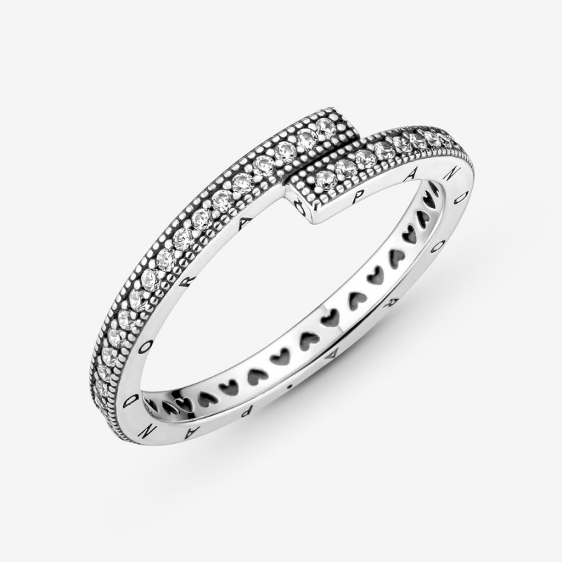 Pandora Sparkling Overlapping Band Silber | DQCTUHG-09