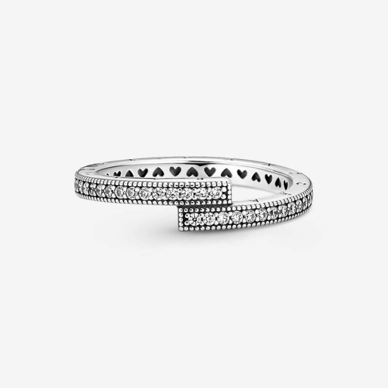 Pandora Sparkling Overlapping Band Silber | DQCTUHG-09