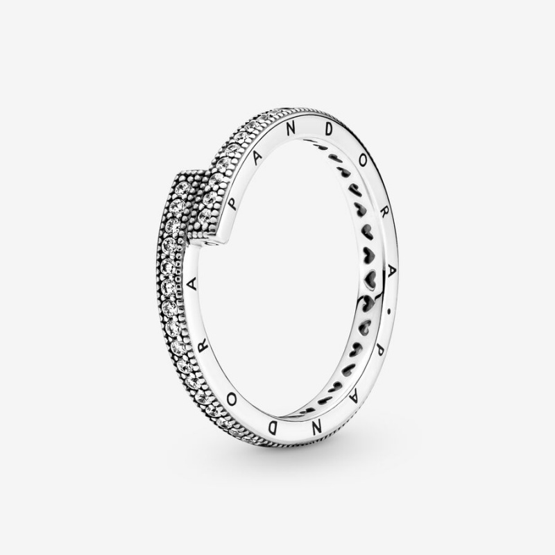 Pandora Sparkling Overlapping Band Silber | DQCTUHG-09