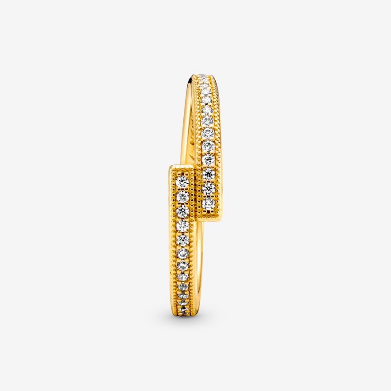 Pandora Sparkling Overlapping Stapelbar Gold | NJB-418927