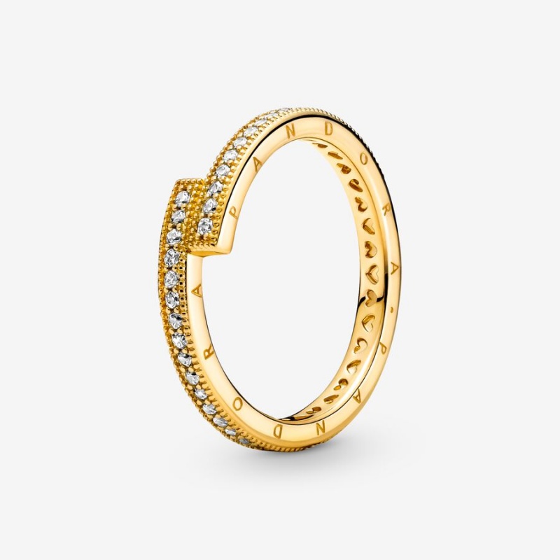 Pandora Sparkling Overlapping Stapelbar Gold | NJB-418927