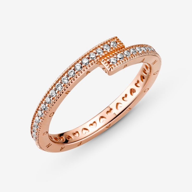 Pandora Sparkling Overlapping Stapelbar Rosa Gold | TQH-058623