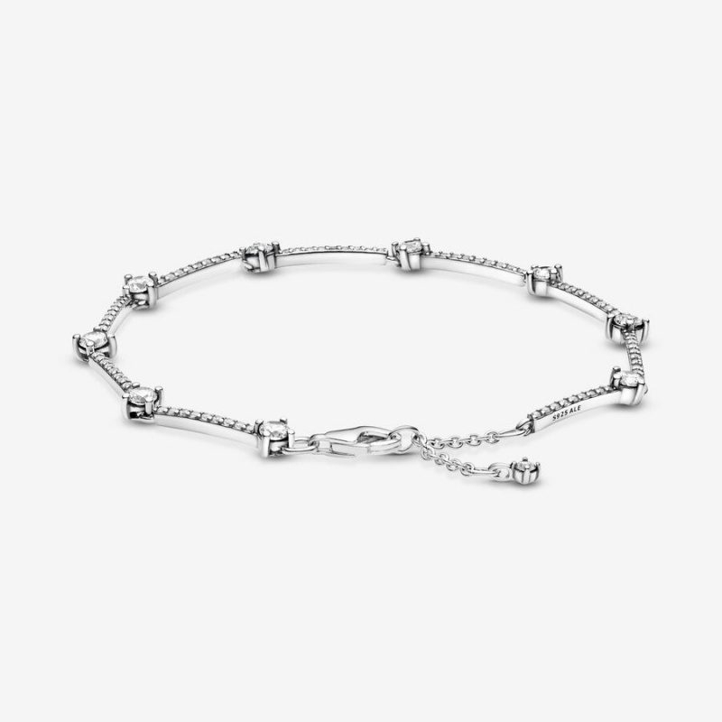 Pandora Sparkling Pavé Bars Nicht-charme Silber | WIGYPVC-02