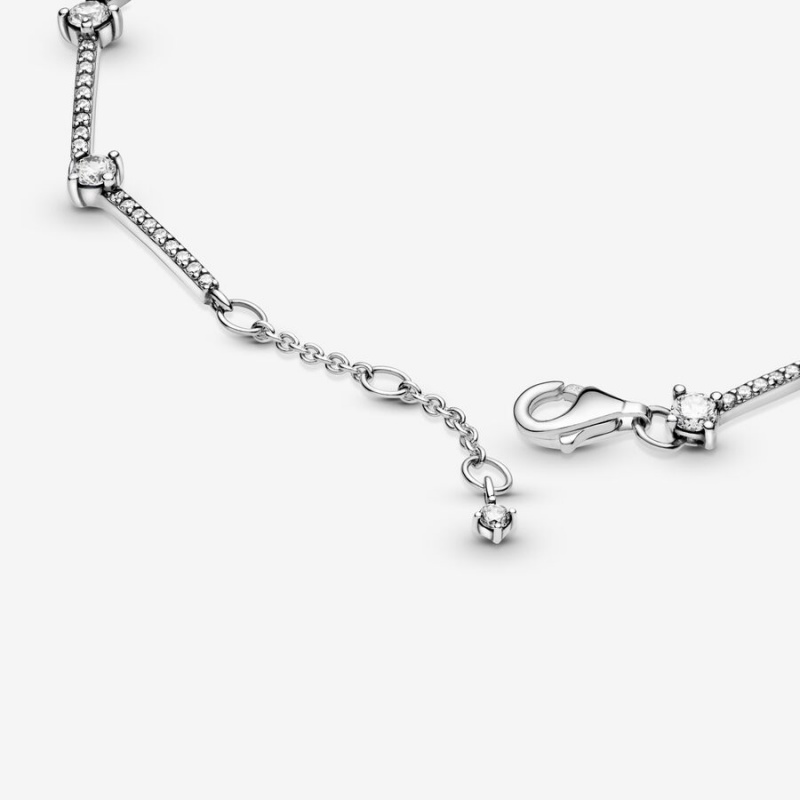 Pandora Sparkling Pavé Bars Nicht-charme Silber | WIGYPVC-02