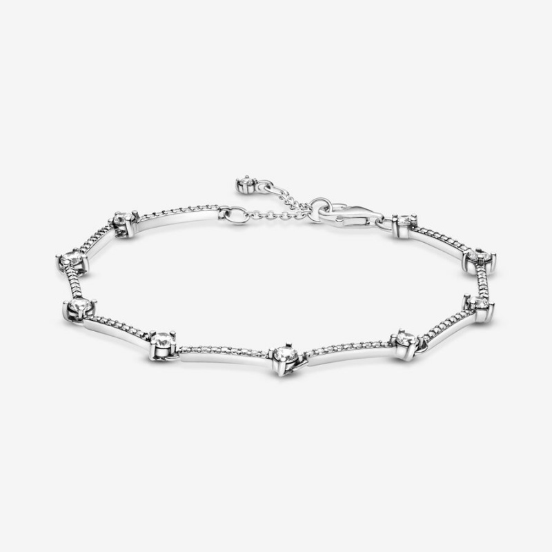 Pandora Sparkling Pavé Bars Nicht-charme Silber | WIGYPVC-02