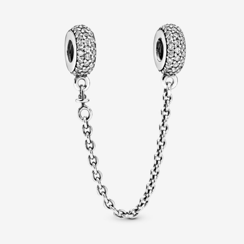 Pandora Sparkling Pavé Sicherheits Safety Chains Silber | GVIXWBU-38