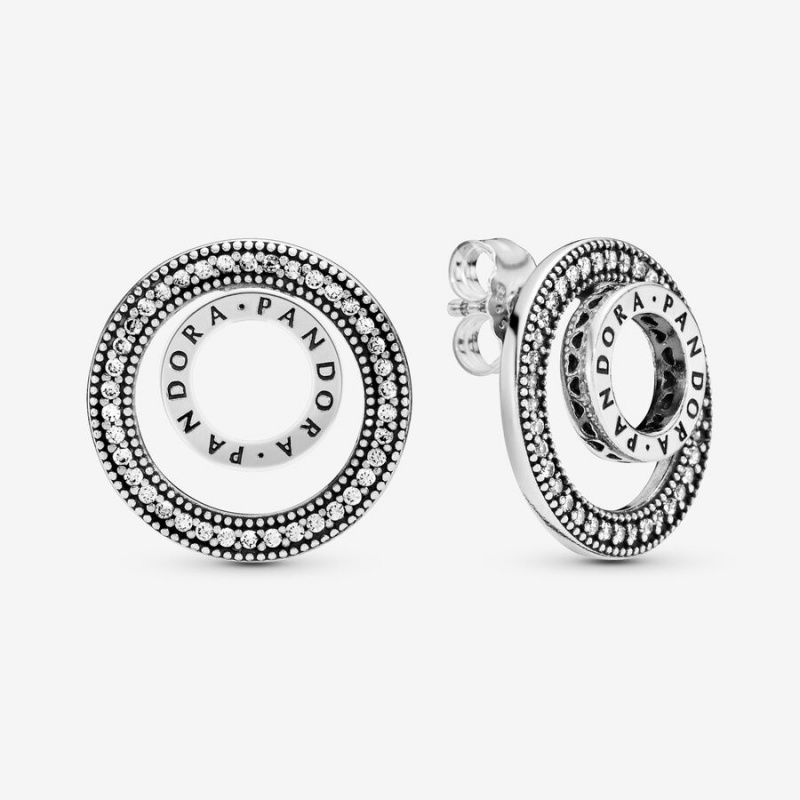 Pandora Sparkling Pave Circle Jewelry Gift Set Halsketten- Und Ohrring-sets Silber | TLJPESA-93