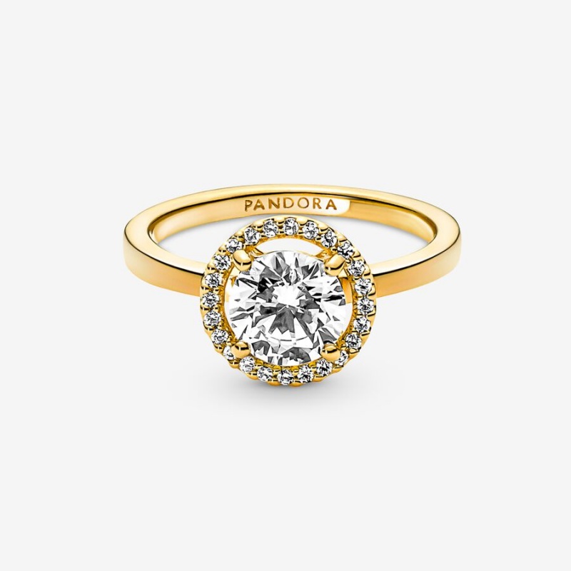 Pandora Sparkling Round Halo Gold | EPJDHVL-45