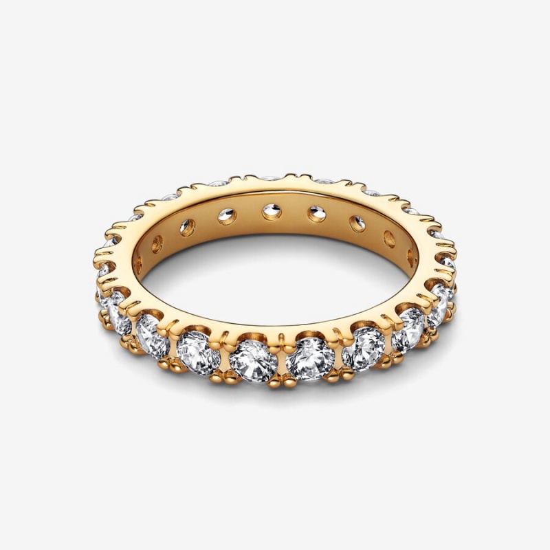 Pandora Sparkling Row Eternity Band Gold | NDFUOTM-39