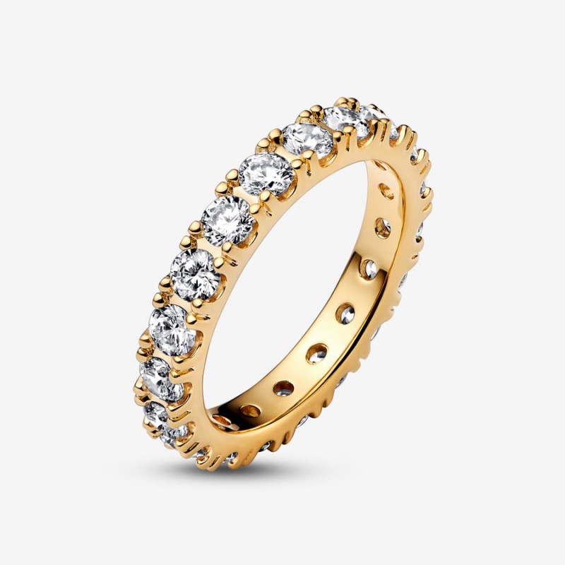 Pandora Sparkling Row Eternity Band Gold | NDFUOTM-39