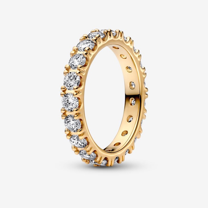 Pandora Sparkling Row Eternity Band Gold | NDFUOTM-39