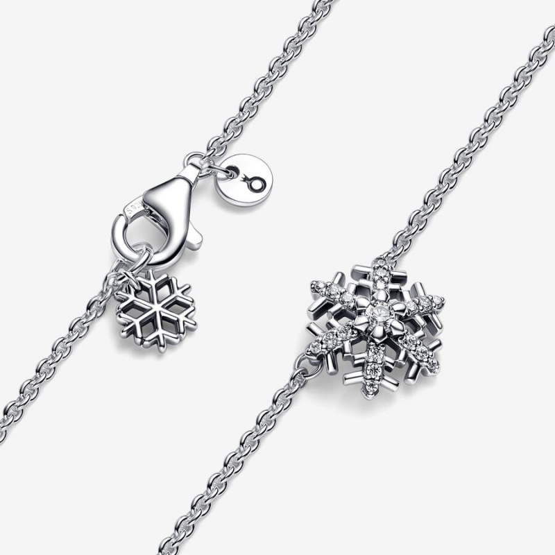 Pandora Sparkling Snowflake Kette mit Anhänger Silber | HRLAJBO-53