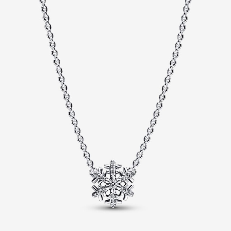 Pandora Sparkling Snowflake Kette mit Anhänger Silber | HRLAJBO-53