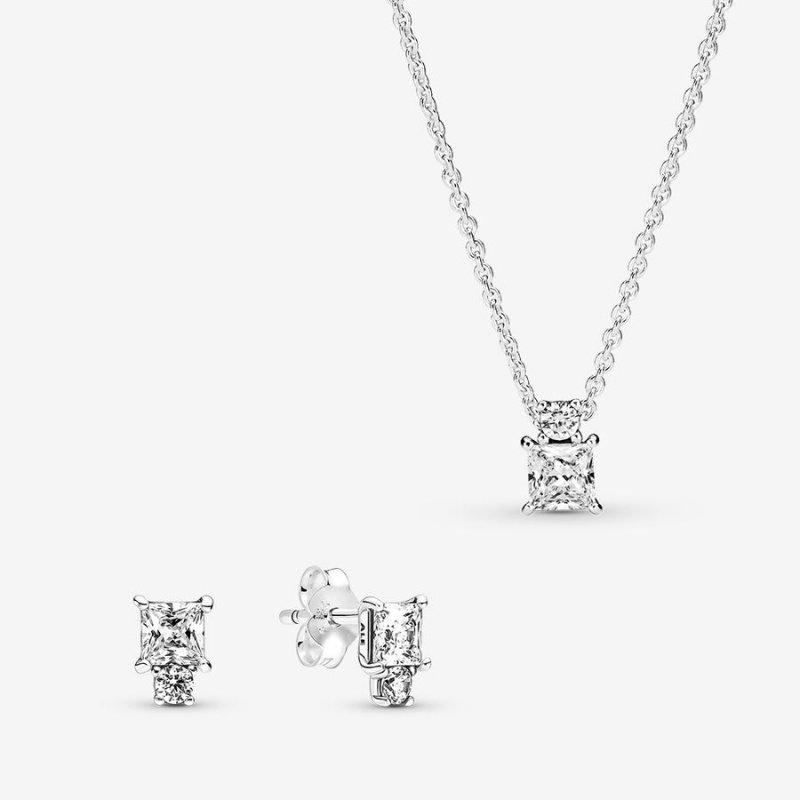 Pandora Sparkling Snowflake Pendant Necklace Kette mit Anhänger Silber | QEMJAGP-97