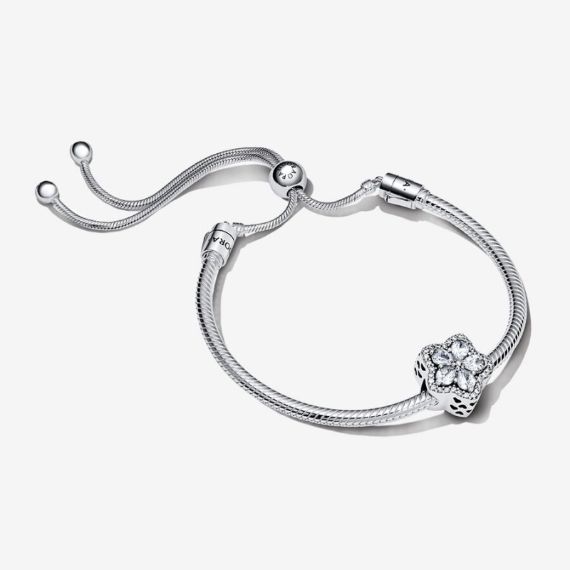 Pandora Sparkling Snowflake Sliding Set Charm Silber | ARUSWLE-71