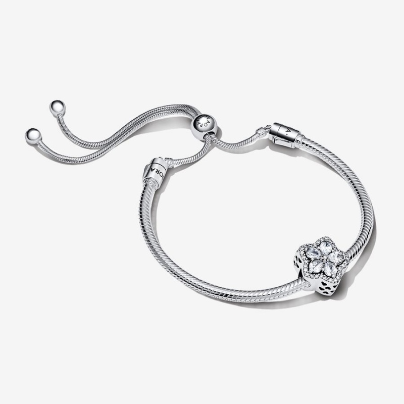 Pandora Sparkling Snowflake Sliding Set Charm Holders Silber | IBLGYWK-84