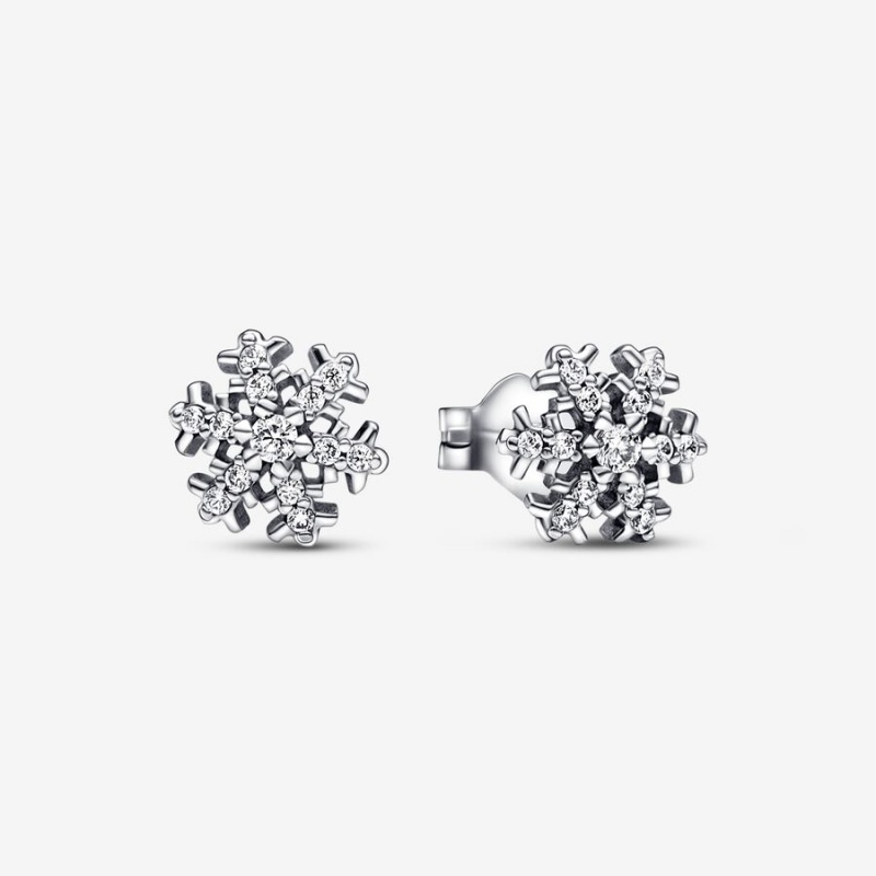 Pandora Sparkling Snowflakes Ohrstecker Silber | VWDRHMB-59