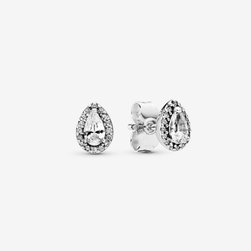 Pandora Sparkling Teardrop Halos Ohrstecker Silber | HWENUBR-82