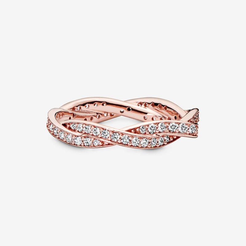 Pandora Sparkling Twisted Lines Band Rosa Gold | CYIGKSV-46