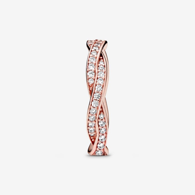 Pandora Sparkling Twisted Lines Band Rosa Gold | CYIGKSV-46