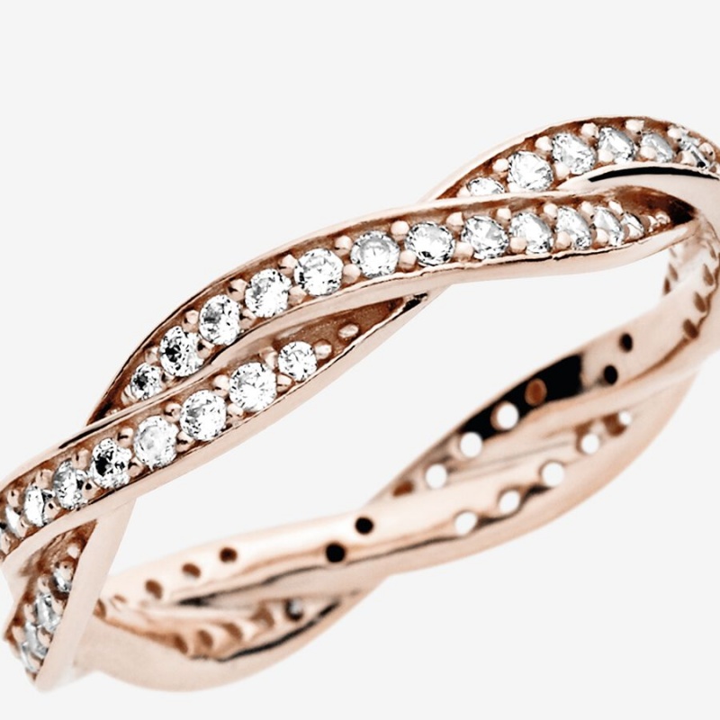 Pandora Sparkling Twisted Lines Band Rosa Gold | CYIGKSV-46