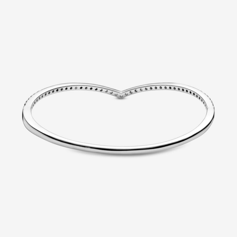 Pandora Sparkling Wishbone Bangle Armreifen Silber | WZMDXRJ-93