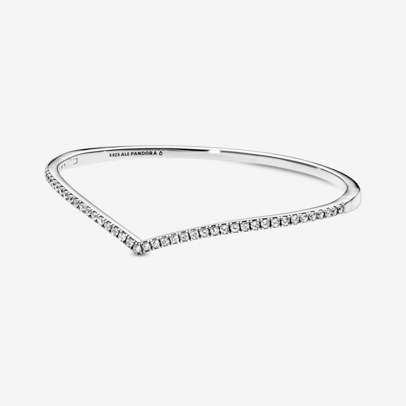 Pandora Sparkling Wishbone Bangle Armreifen Silber | WZMDXRJ-93