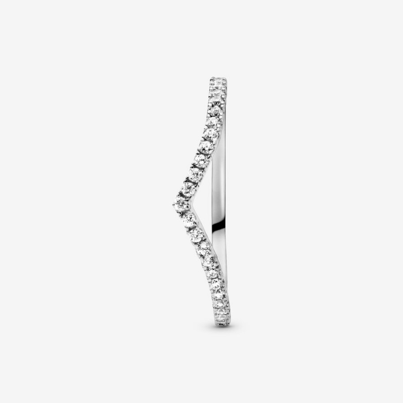 Pandora Sparkling Wishbone Herz Silber | UBX-732865