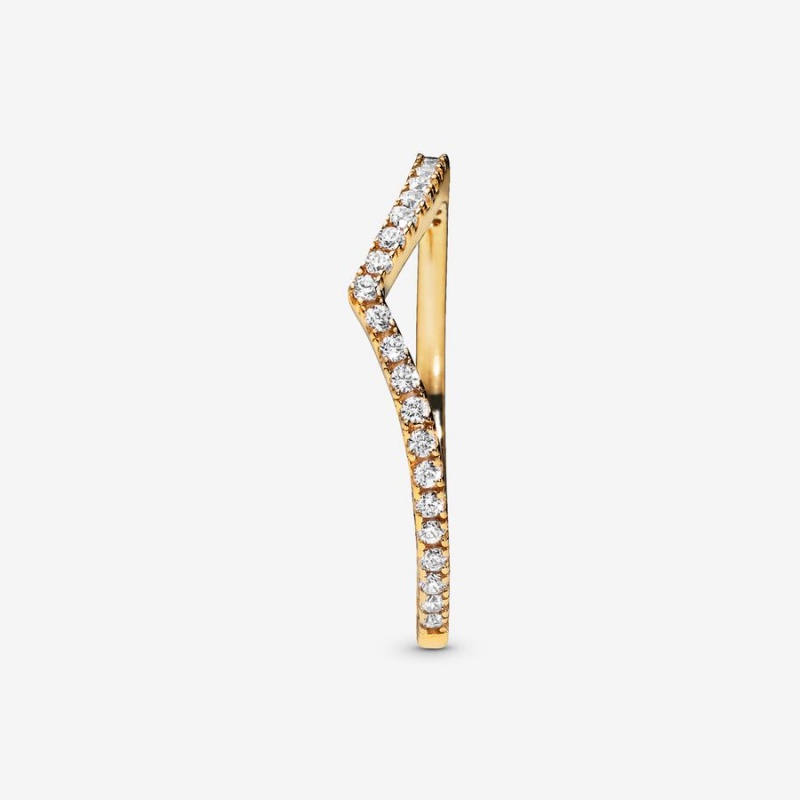 Pandora Sparkling Wishbone Stapelbar Gold | CLM-169382