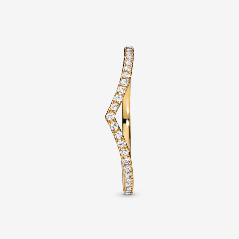 Pandora Sparkling Wishbone Stapelbar Gold | CLM-169382