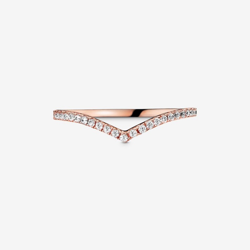 Pandora Sparkling Wishbone Stapelbar Rosa Gold | CMA-185297