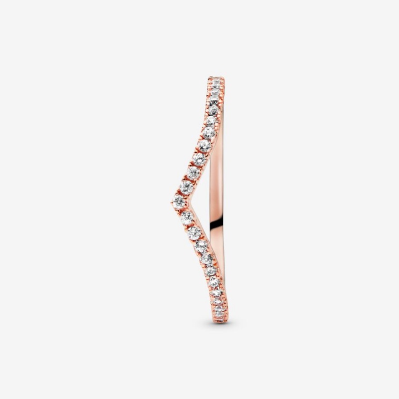 Pandora Sparkling Wishbone Stapelbar Rosa Gold | CMA-185297