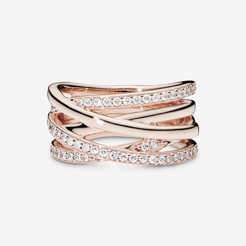 Pandora Sparkling & Polished Lines Band Rosa Gold | GMUBYTH-32