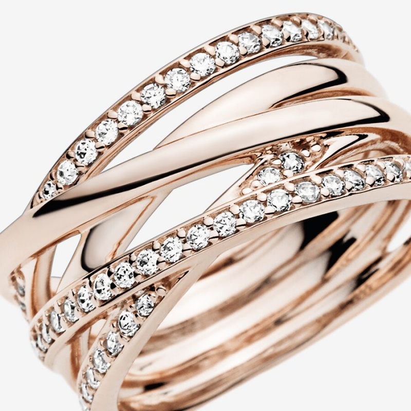 Pandora Sparkling & Polished Lines Band Rosa Gold | GMUBYTH-32