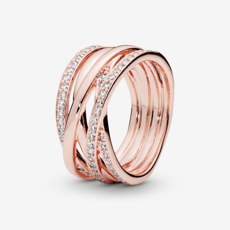 Pandora Sparkling & Polished Lines Band Rosa Gold | GMUBYTH-32