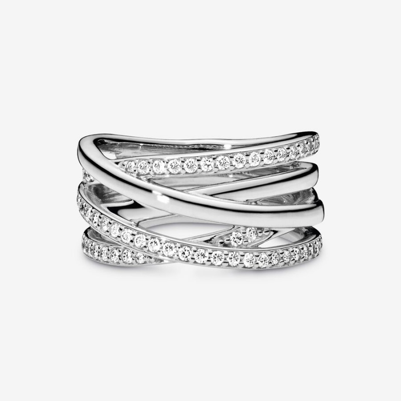 Pandora Sparkling & Polished Lines Band Silber | LWCKIGR-07