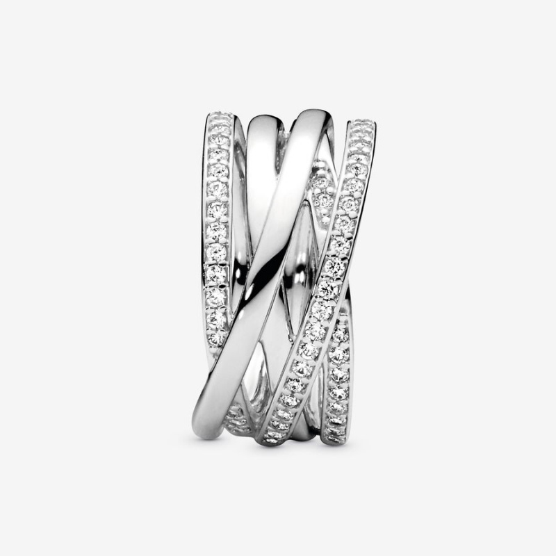 Pandora Sparkling & Polished Lines Band Silber | LWCKIGR-07