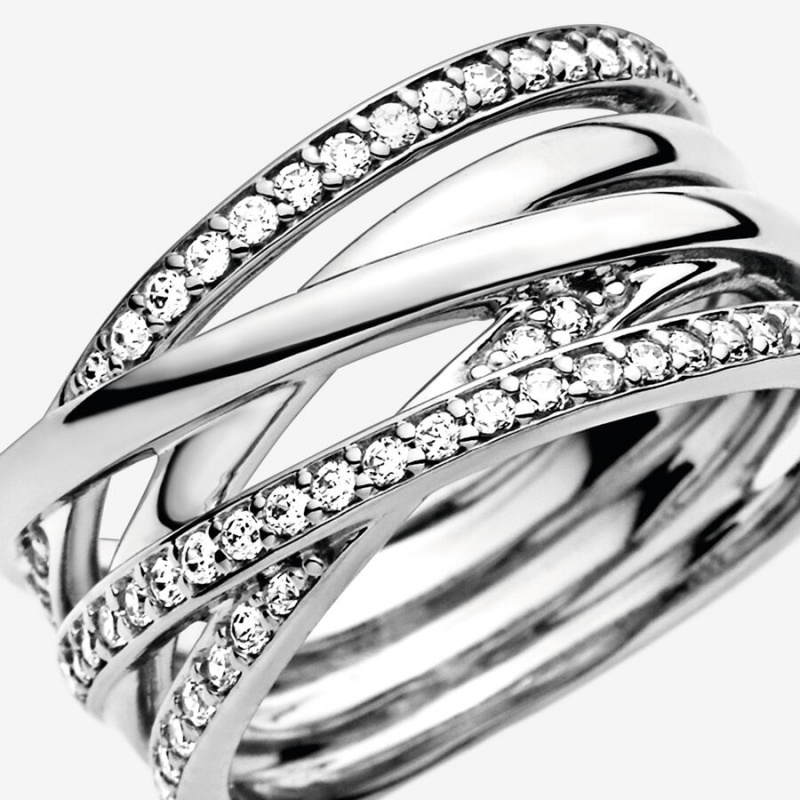 Pandora Sparkling & Polished Lines Band Silber | LWCKIGR-07