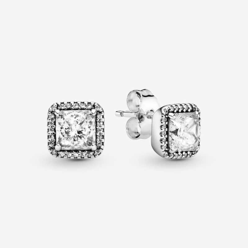 Pandora Square Sparkle Halos Ohrstecker Silber | ARJNVOP-34