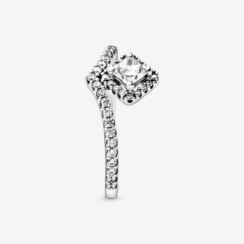 Pandora Square Sparkle Wishbone Aussage Silber | AKD-725403