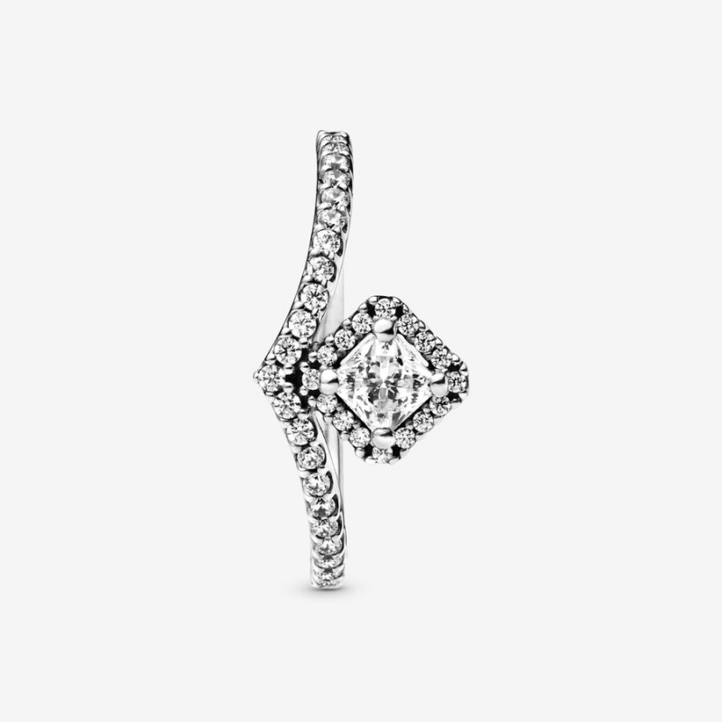 Pandora Square Sparkle Wishbone Aussage Silber | AKD-725403