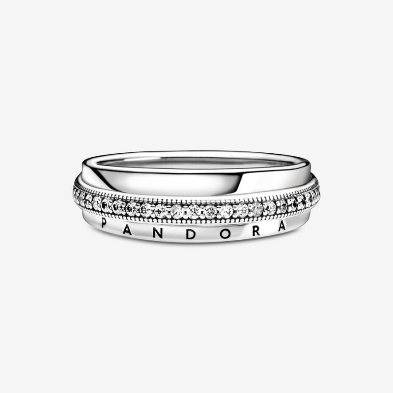 Pandora Triple Band Pavé Aussage Silber | IHO-670529