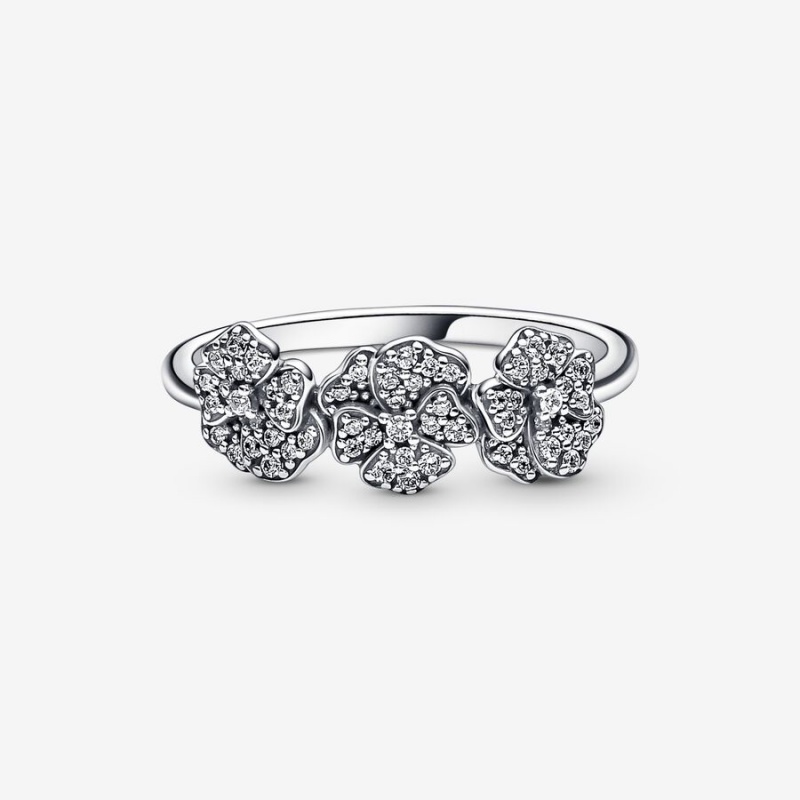 Pandora Triple Pansy Flower Aussage Silber | NBY-268049