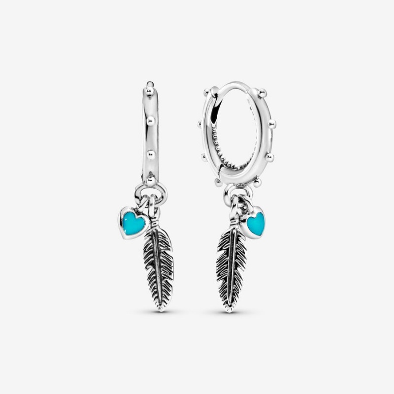 Pandora Turquoise Hearts and Feather Fallen Silber | HLZMVFG-01