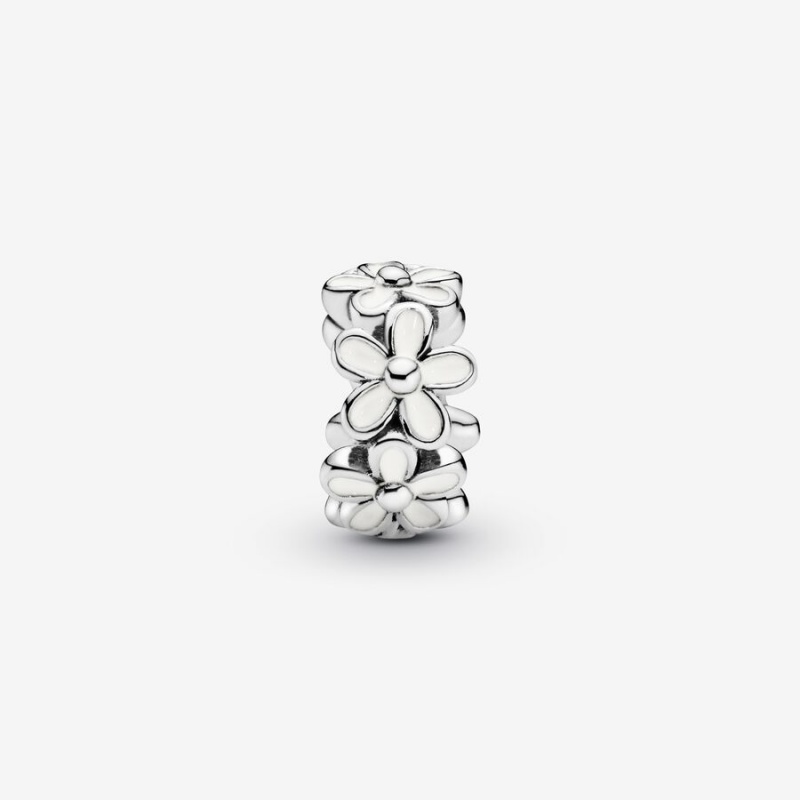 Pandora White Daisy Flower Spacer Abstandshalter Silber | ZCSGUJM-87