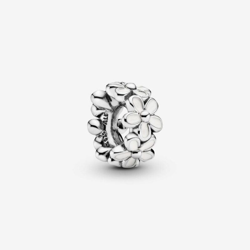 Pandora White Daisy Flower Spacer Abstandshalter Silber | ZCSGUJM-87